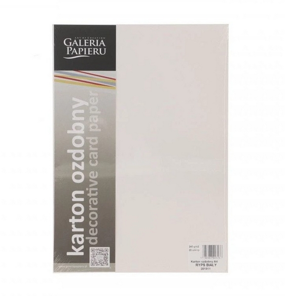 Karton ozdobny  A4 (20) Ryps biały  201811 Argo  240g